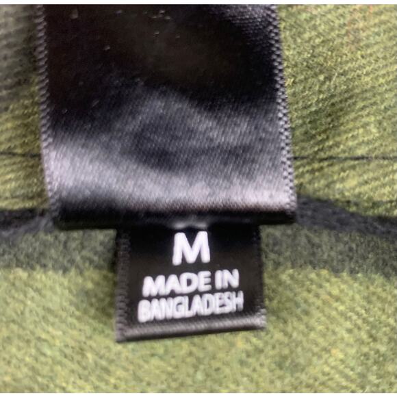 Burnside Men's Size Medium Army Green Black Flannel Shirt Plaid Long Sleeve NWT - Picture 6 of 13